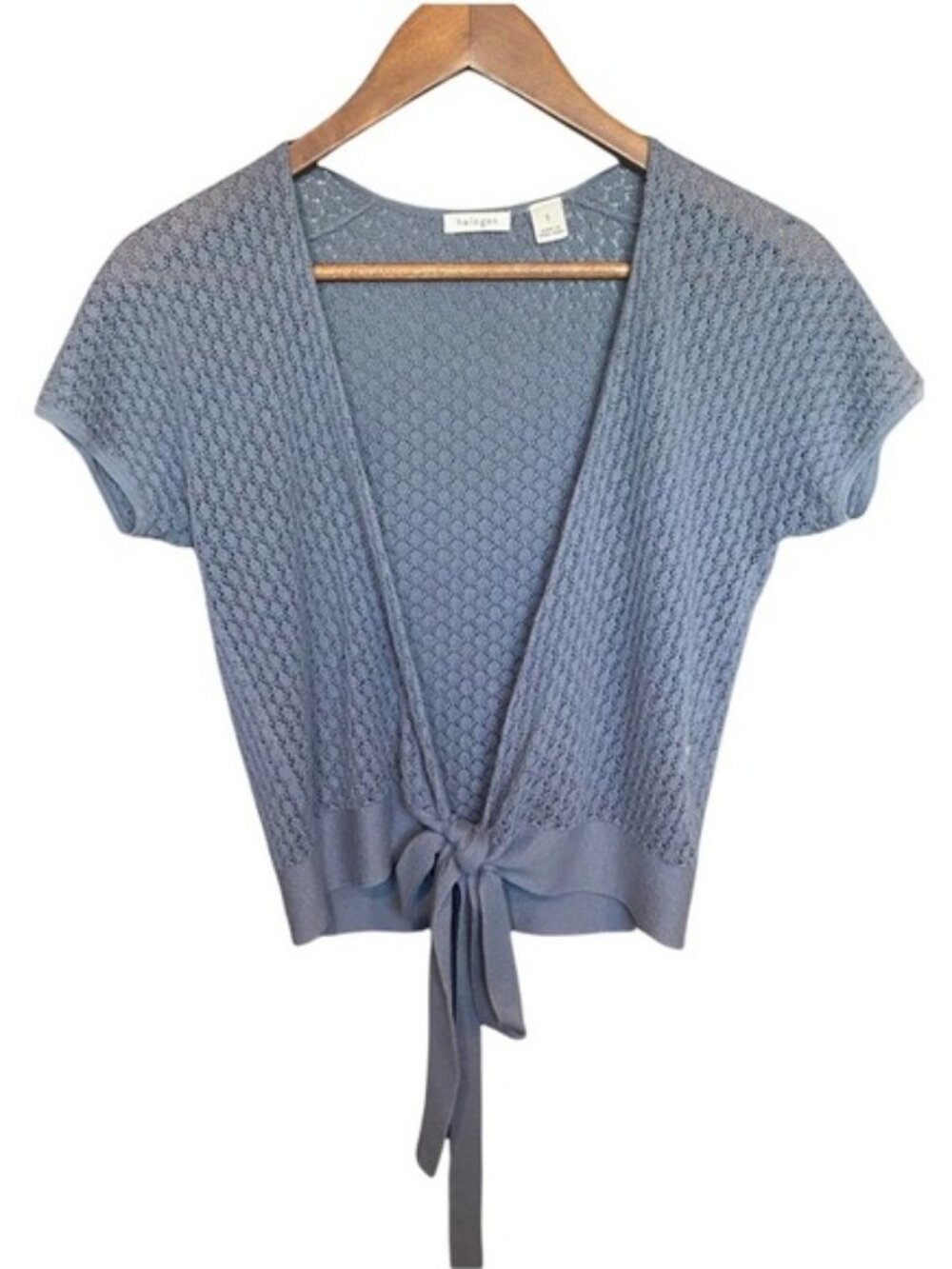 Halogen Drop Tie Crochet Semi Cropped‎ Top size small